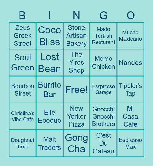 Week 1 Venue Bingo! Bingo Card