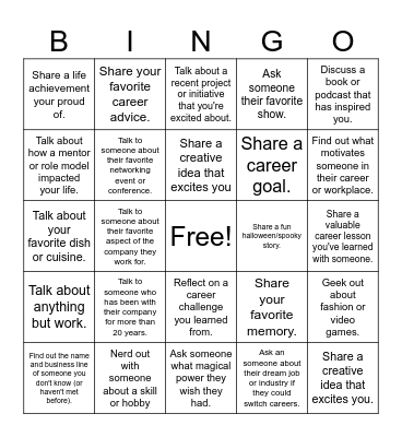 Networking Bingo Card