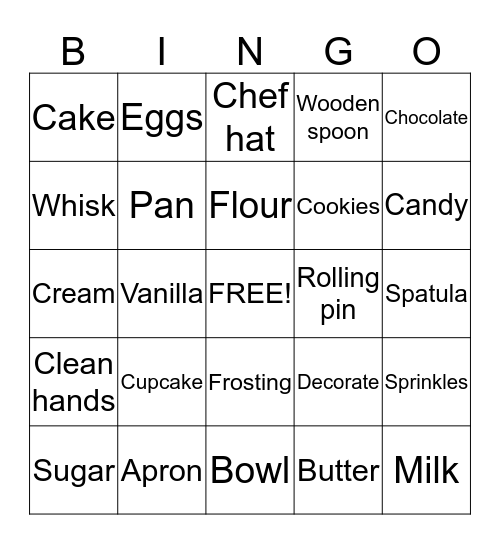 Bakery Bingo Card