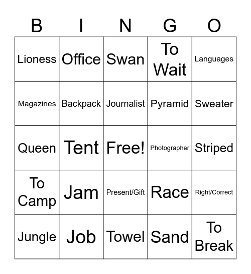 Flyers Set #4 Vocabulary Bingo Card