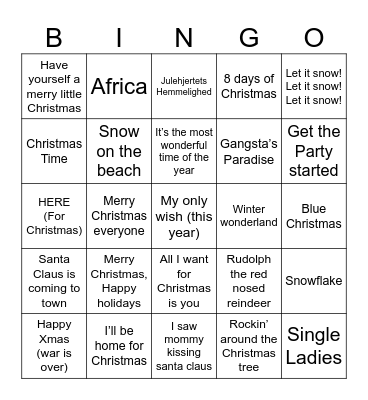 MASAI CHRISTMAS PARTY Bingo Card