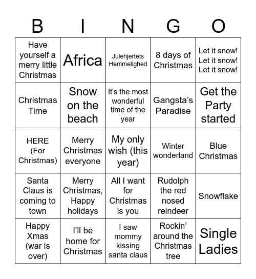 MASAI CHRISTMAS PARTY Bingo Card