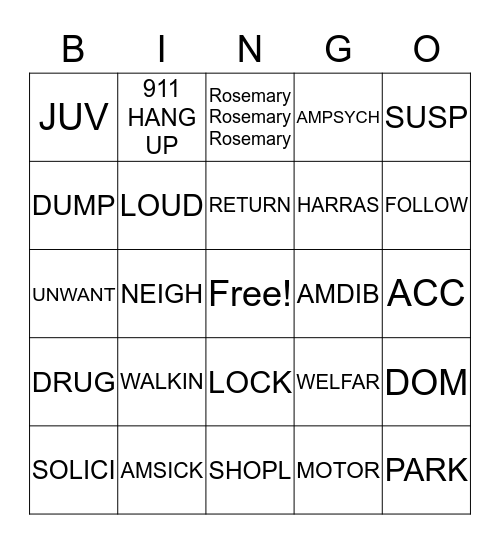 DISPATCHER Bingo Card