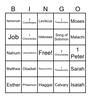 Bible Bingo Card