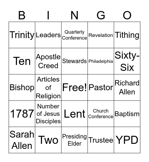 New Member Guide Bingo Card