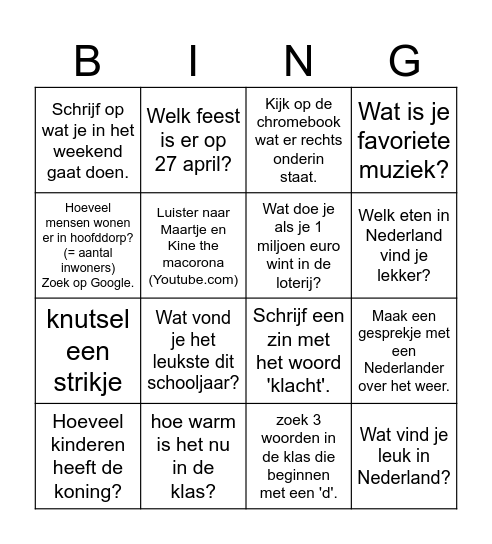 Bingo familie nederlands Bingo Card