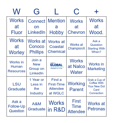 WGLC Networking Bingo Card