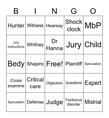 Take Care of Maya Trial Bingo Card