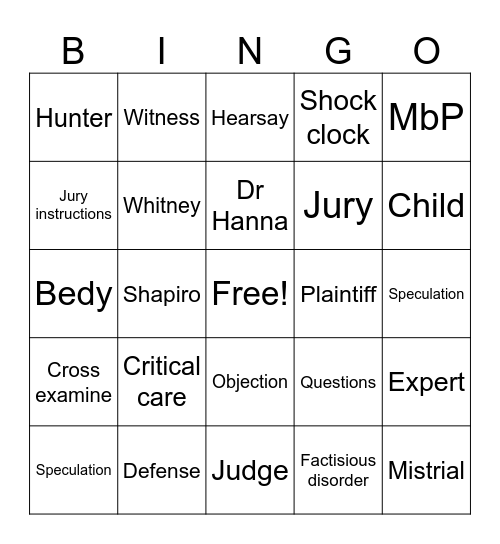 Take Care of Maya Trial Bingo Card