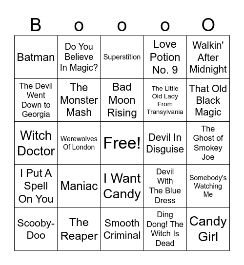 Halloween Bingo Card