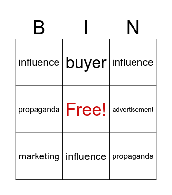 Ad Bingo Card