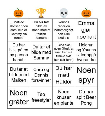 Halloween Bingo Card