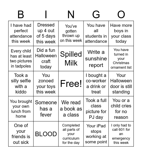 KRK Bingo Card