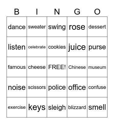 s and z bingo! Bingo Card