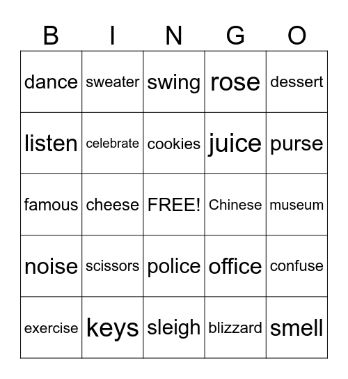 s and z bingo! Bingo Card