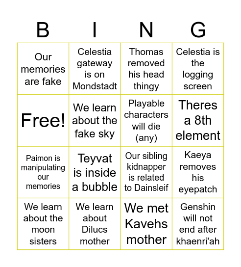 Bingo p2 Bingo Card