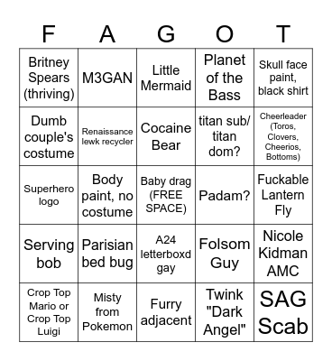 @adamripoff's 3DB Gay Costume Bingo Card