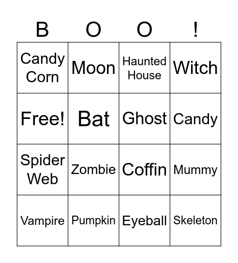 Halloween Bingo Card