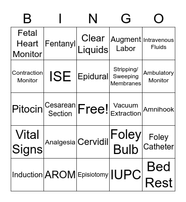 MEDICAL INTERVENTIONS Bingo Card