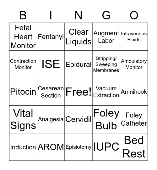 MEDICAL INTERVENTIONS Bingo Card