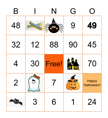 Halloween Math Bingo! Bingo Card