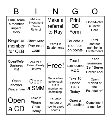 Branch Bingo Card
