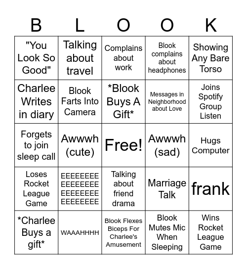 Blook x Charlee Bingo Card