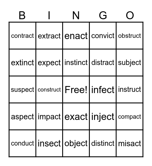 3.3 Real Words Bingo Card