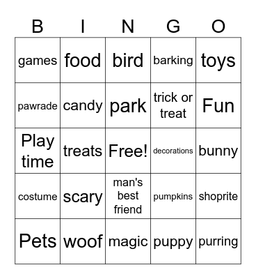 Pawrade Bingo Card