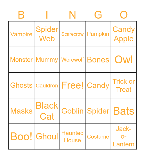 Halloween Bingo Card