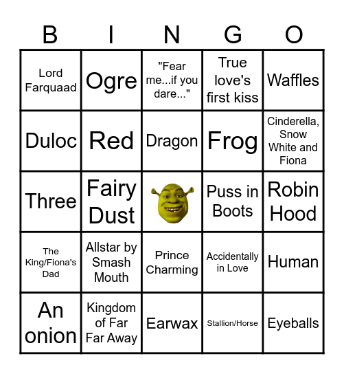 Shrek Bingo Card