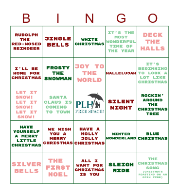 Christmas Song Bingo Card
