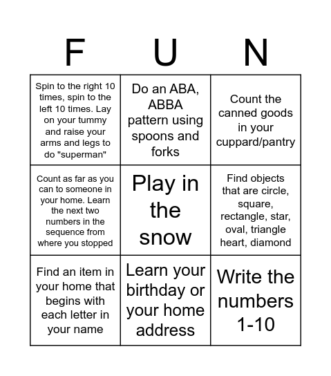 Day 5 E-Learning Activity Bingo Card