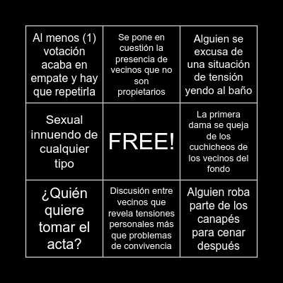 JUNTA DE VECINOS !!! Bingo Card