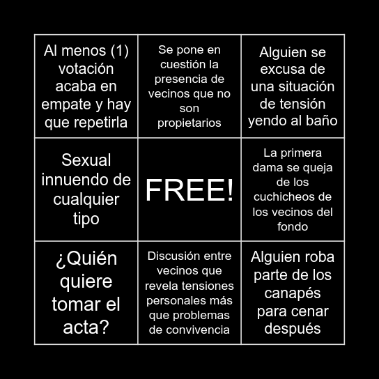 JUNTA DE VECINOS !!! Bingo Card