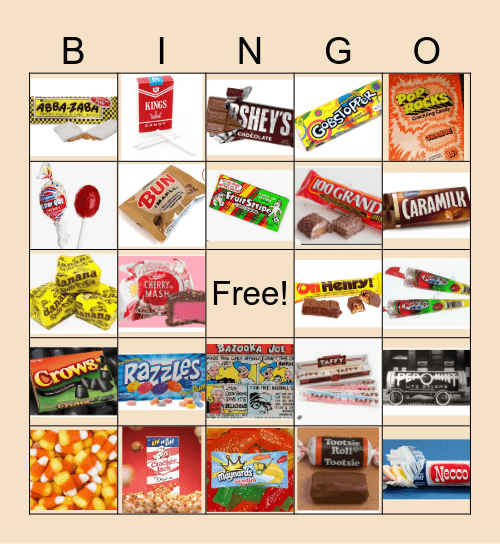 vintage candy Bingo Card