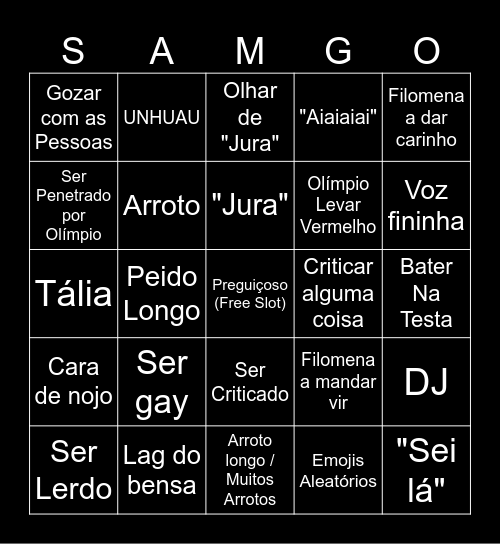 S A M Ó   B I N G O Bingo Card