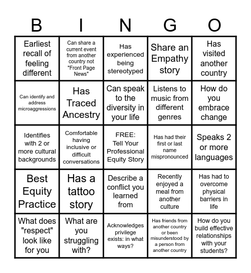 Community Builder Bingo Card