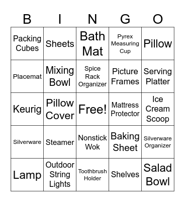 Bridal Bingo Card