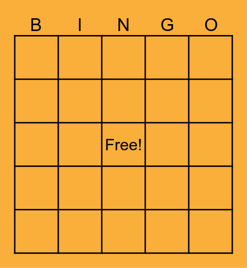 OZINE BINGO! Bingo Card