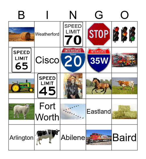 Ian's Trip to Baird and Abilene Bingo Card