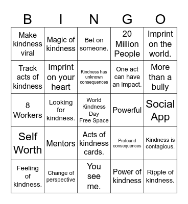 World Kindness Day! Bingo Card