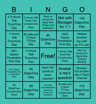 Apply Now Bingo Card