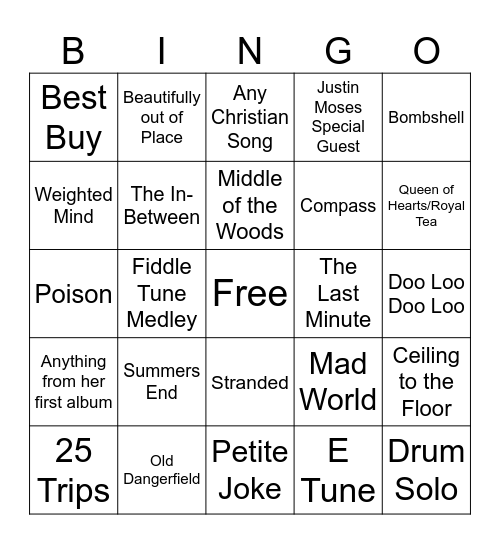Sierra Hull Bingo Card