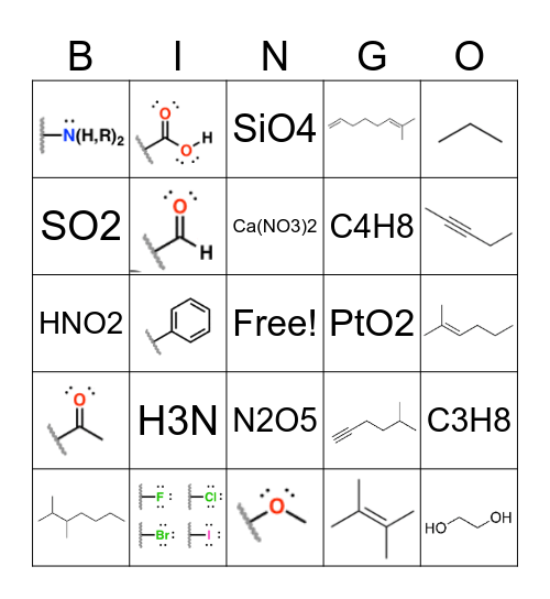 Naming Practice Chemistry Bingo Card