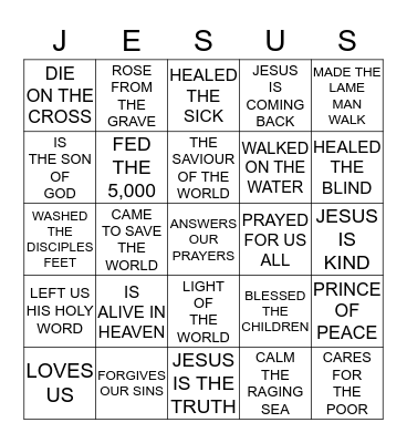 IT'S ALL ABOUT JESUS Bingo Card