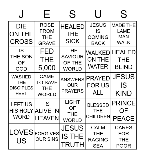 IT'S ALL ABOUT JESUS Bingo Card
