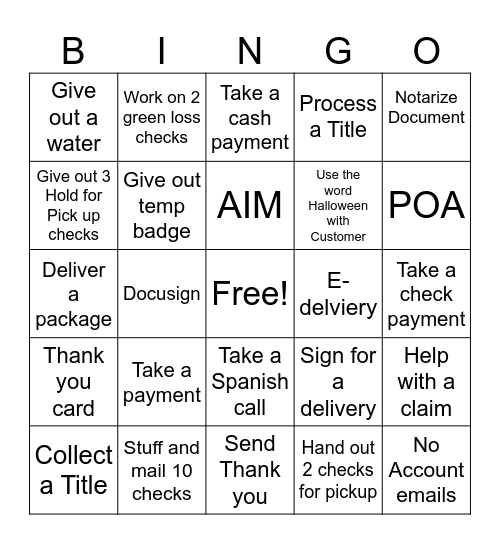 Lobby Bingo Card