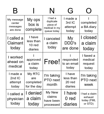 Team Meeting Bingo Card