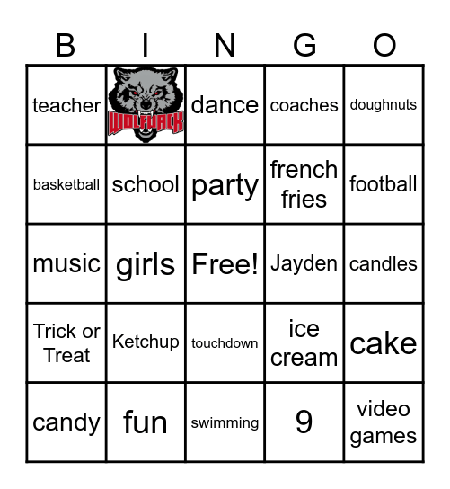 HAPPY 9TH BIRTHDAY JAYDEN Bingo Card